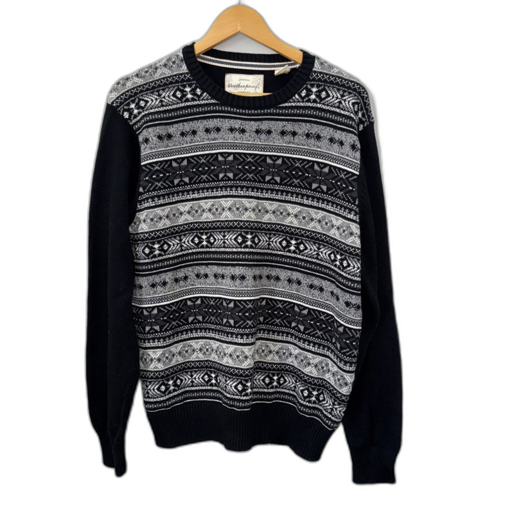 Weatherproof Vintage Sweater Mens Large 100% Cotton Black NWOT !